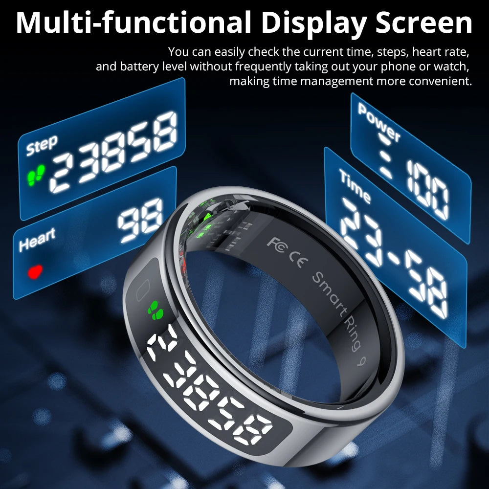 Colmi™ R12 Smart Ring – Touch Display, Wireless Charging, Health Tracking, 5ATM Waterproof