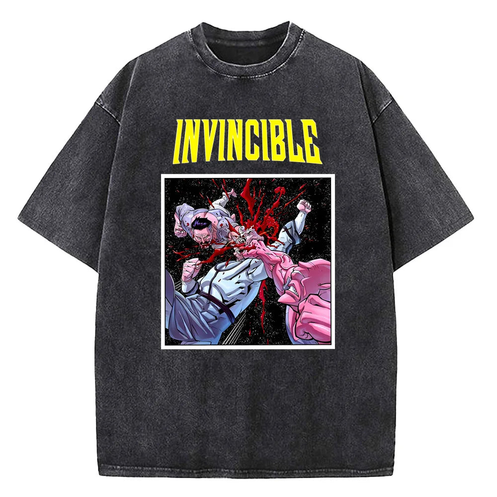 Invincible Hero™ Vintage-Wash Tee – Premium Cotton Unisex Summer T-Shirt