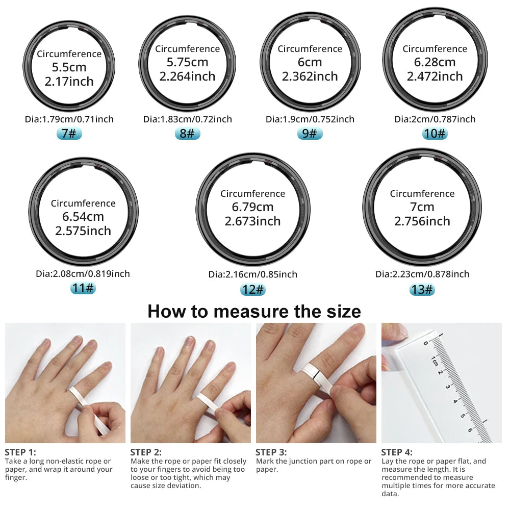Colmi™ R12 Smart Ring – Touch Display, Wireless Charging, Health Tracking, 5ATM Waterproof