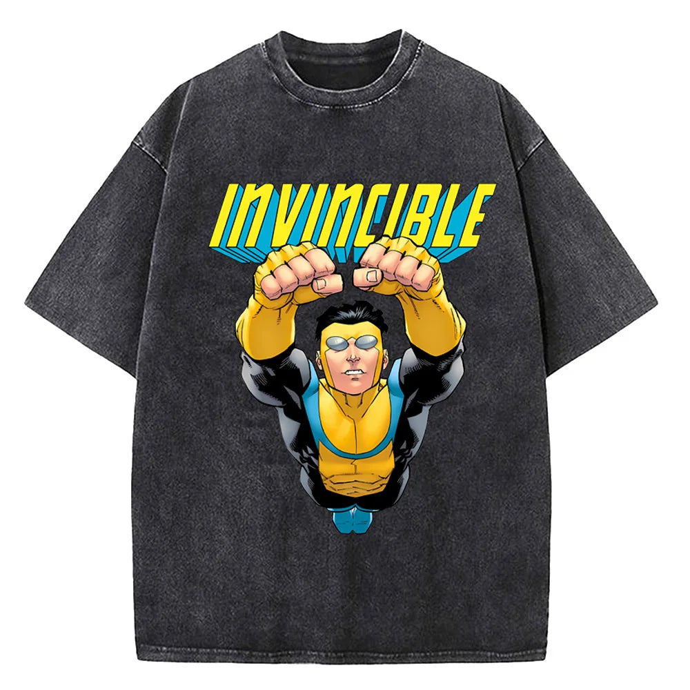 Invincible Hero™ Vintage-Wash Tee – Premium Cotton Unisex Summer T-Shirt