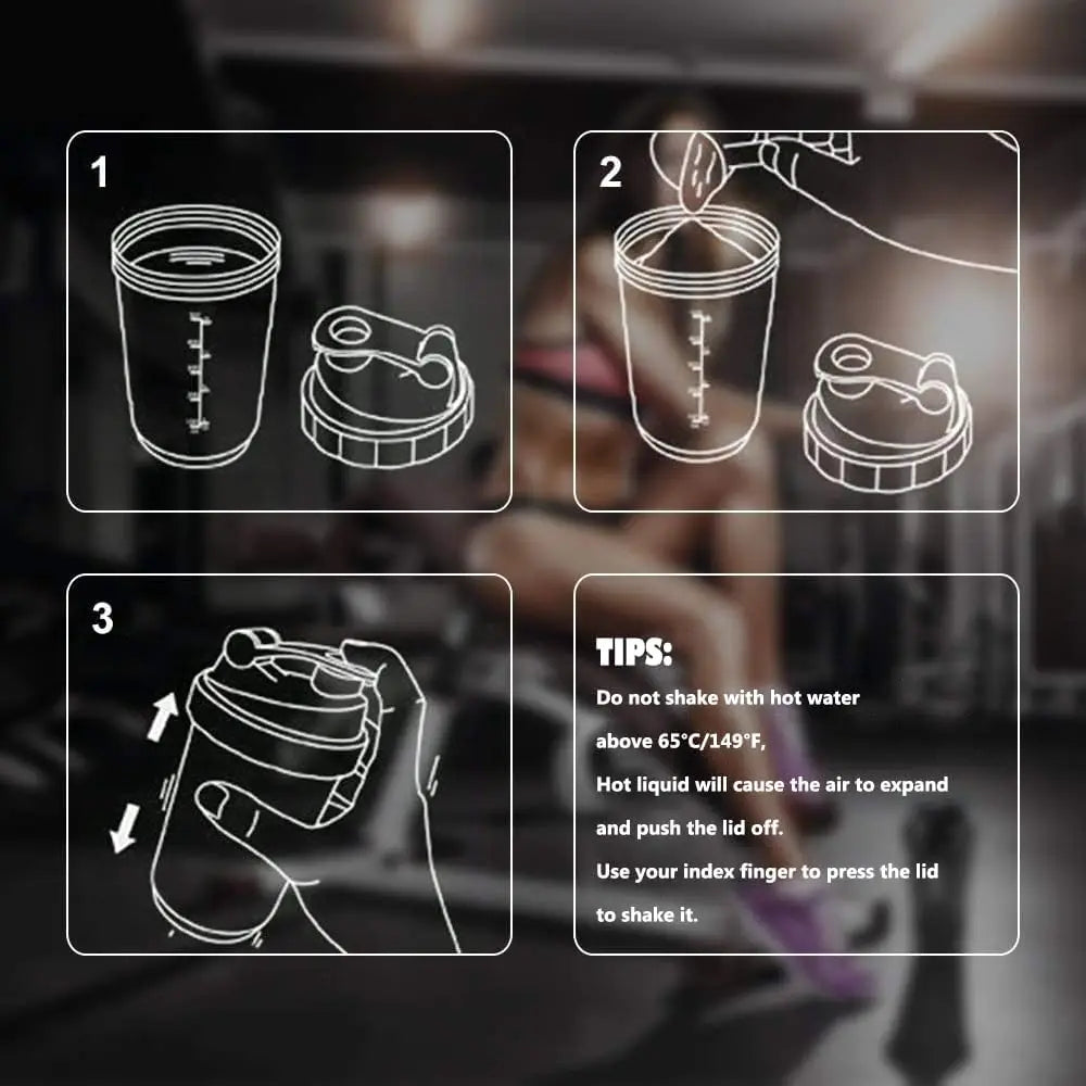 PowerMix™ 3-Layer Shaker Bottle – Protein, Water & Supplement Cup for Gym & Fitness