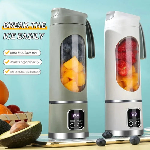 BlendPro™ Portable Juicer – 10-Blade USB Blender Cup (450ml) for Smoothies, Shakes & Ice Crushing