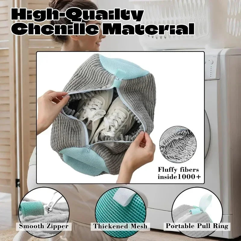 ShoeShield™ Wash & Dry Bag – Soft Fiber, Machine Washable, Adjustable Strap