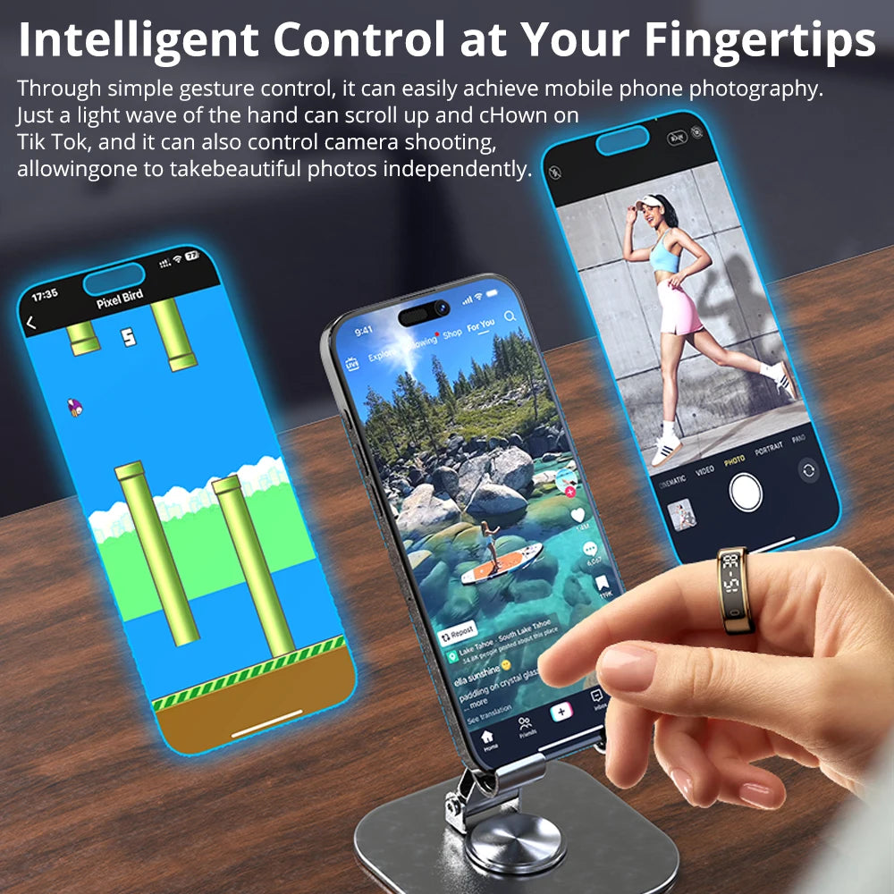 Colmi™ R12 Smart Ring – Touch Display, Wireless Charging, Health Tracking, 5ATM Waterproof